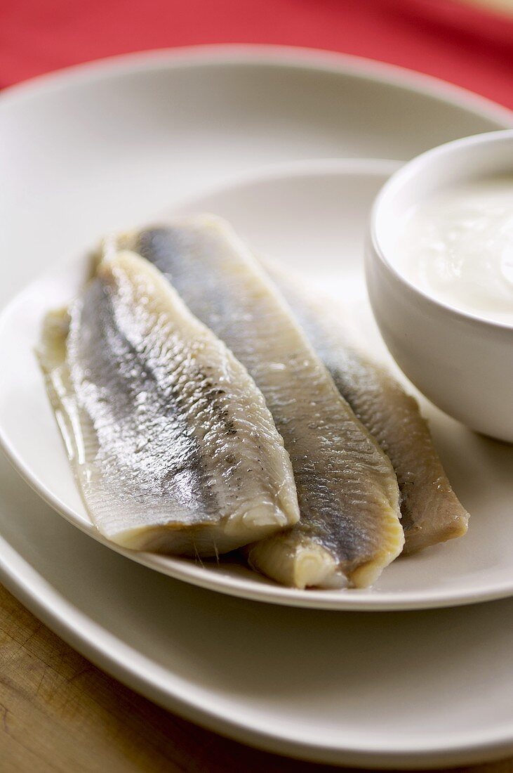 Herring fillets with sour cream
