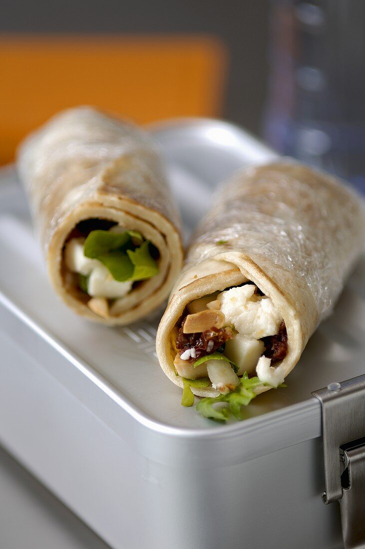 Cheese and pea wraps
