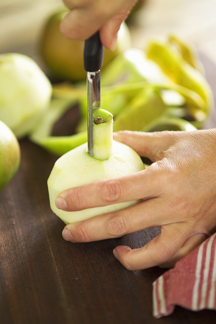 Coring an apple