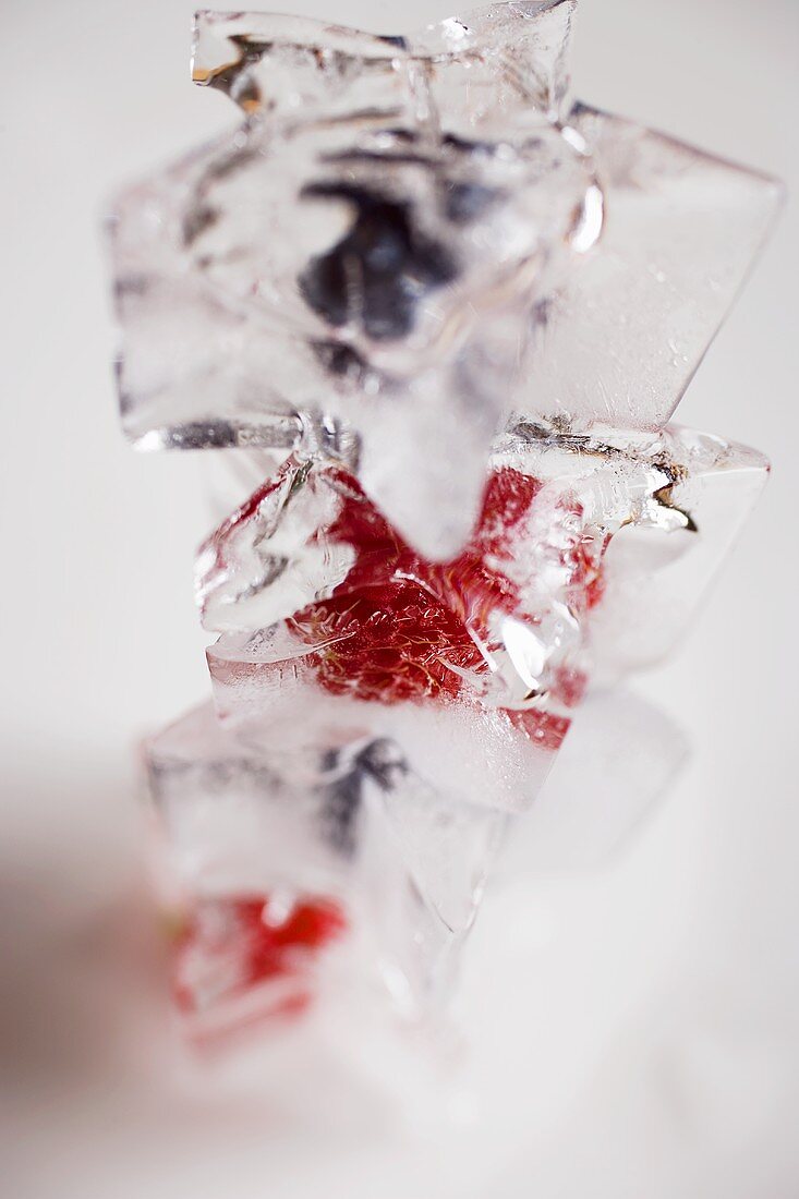 A pile of berry ice cubes