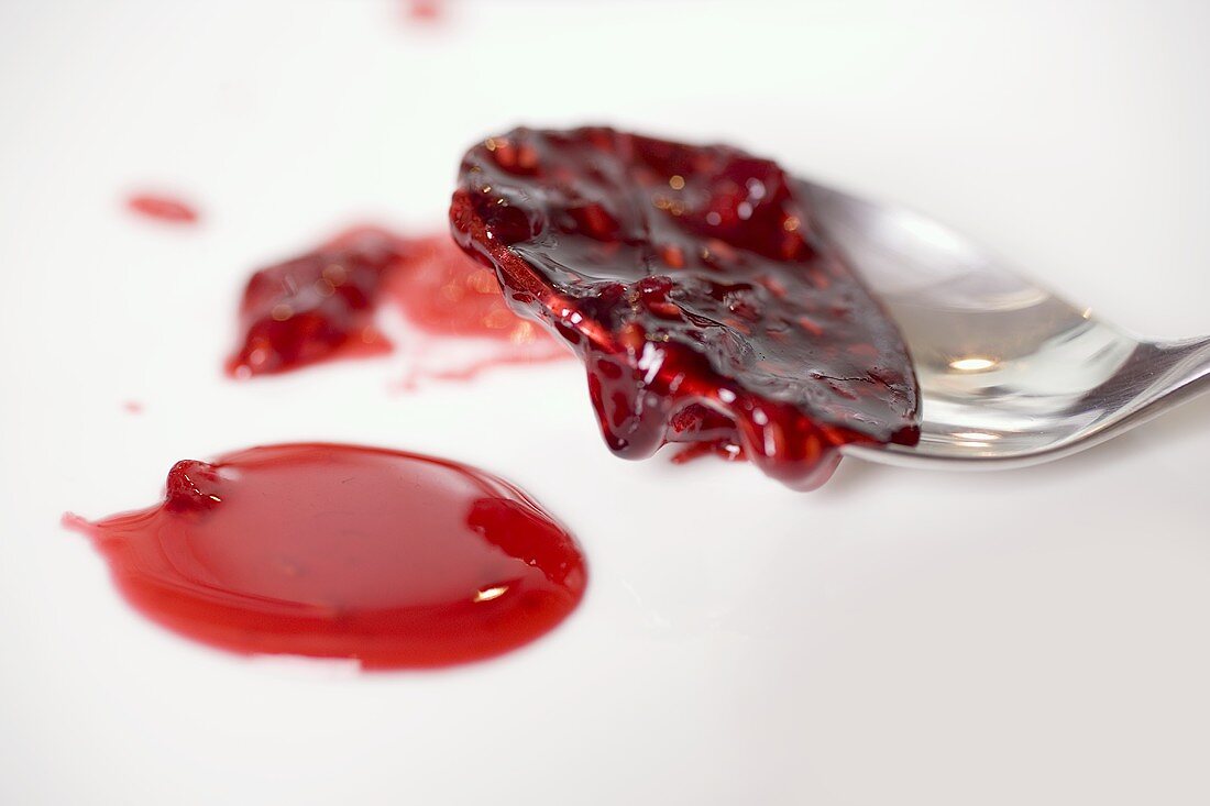 Berry jam on a spoon
