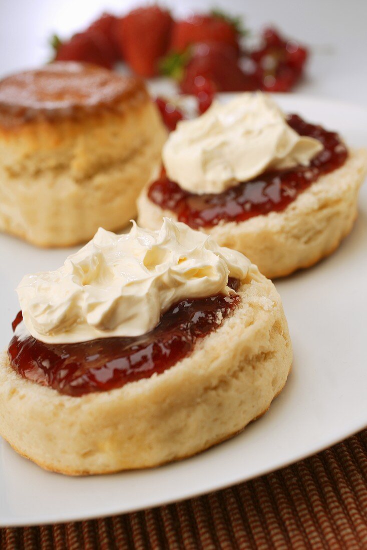 Scones with jam and clotted cream (England)