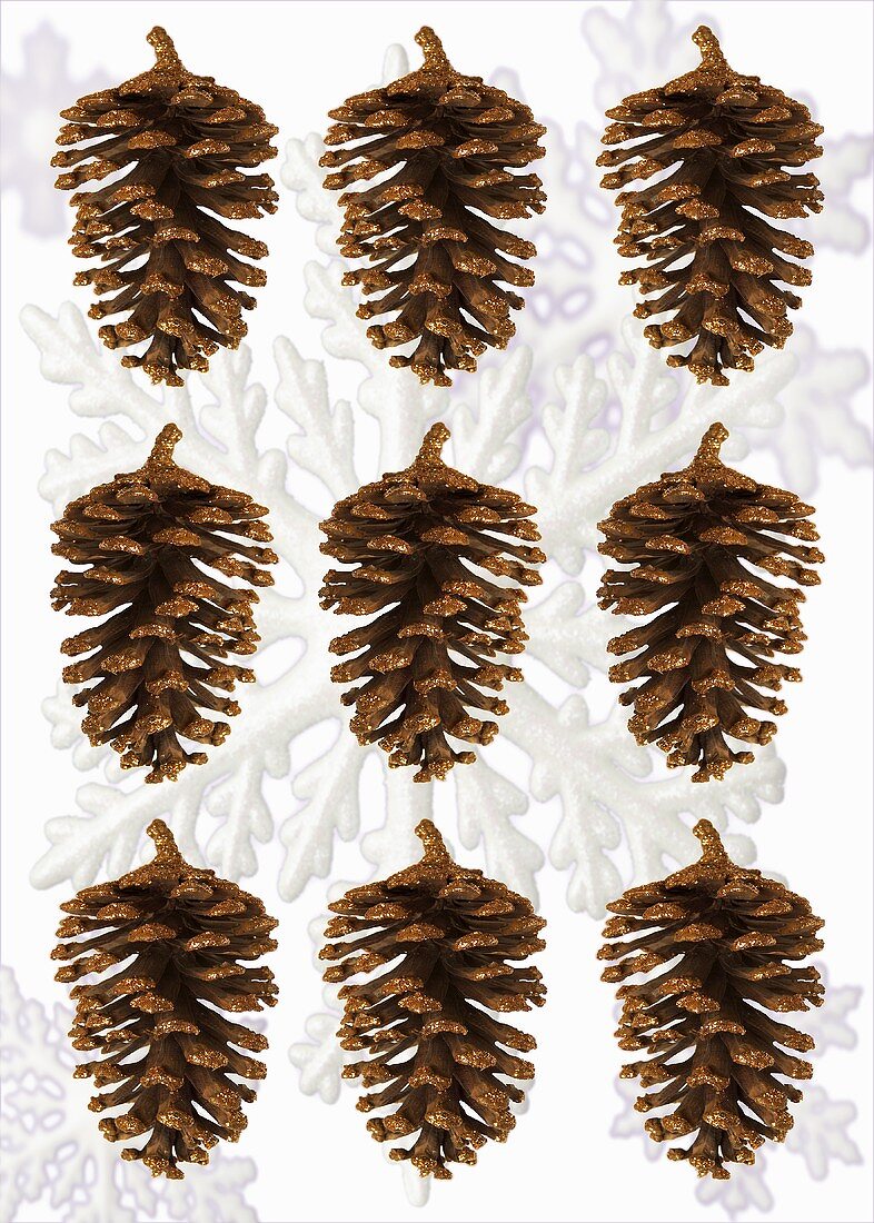 Fir cones and snowflakes