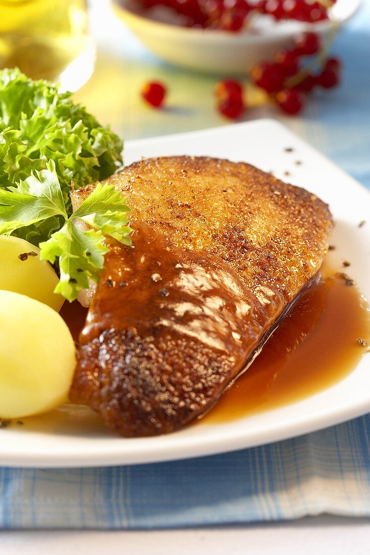 Fried duck breast