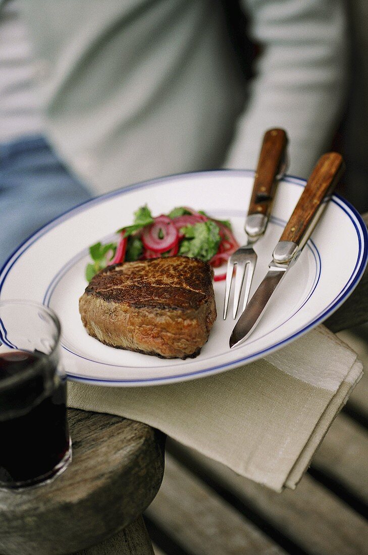 A Cooked Steak on White Background