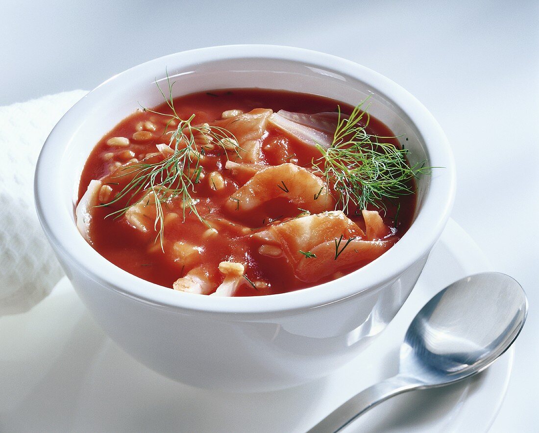 Fish soup with fennel and tender wheat