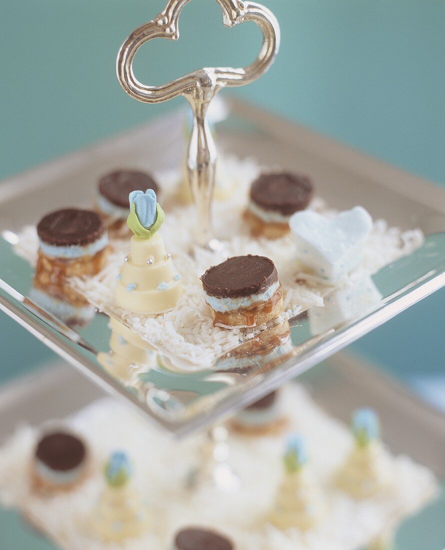 Petit fours on a tiered stand