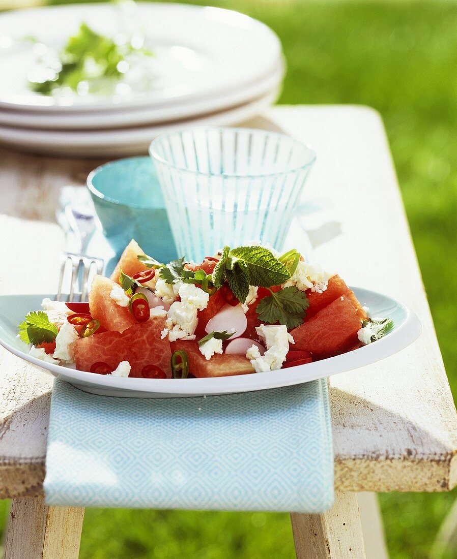 Pikanter Wassermelonen-Salat