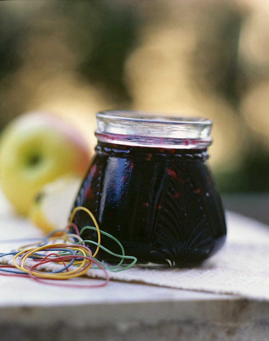 Elderberry and apple jam in jar