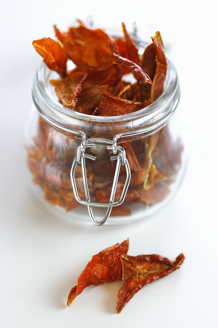 Dried peppers in jar