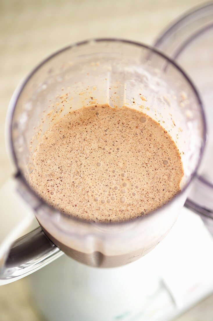 Chocolate shake in blender