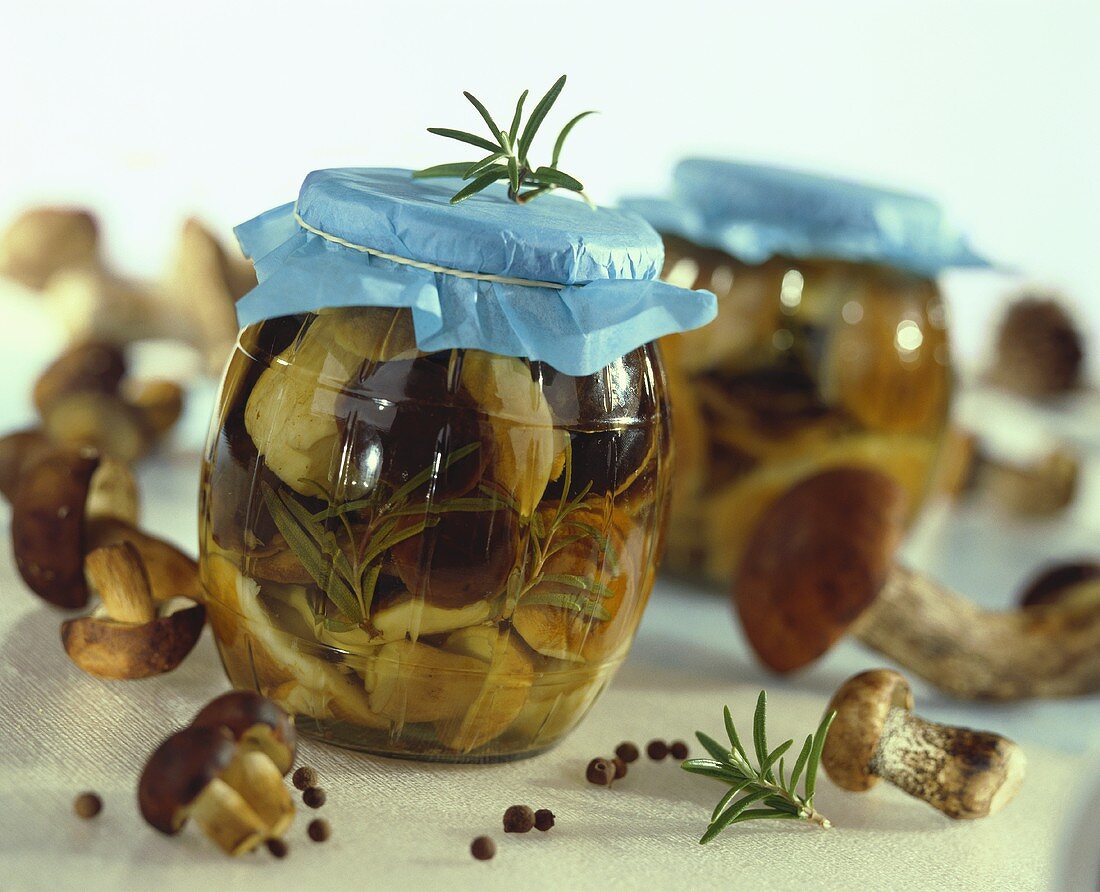 Pickled ceps with rosemary