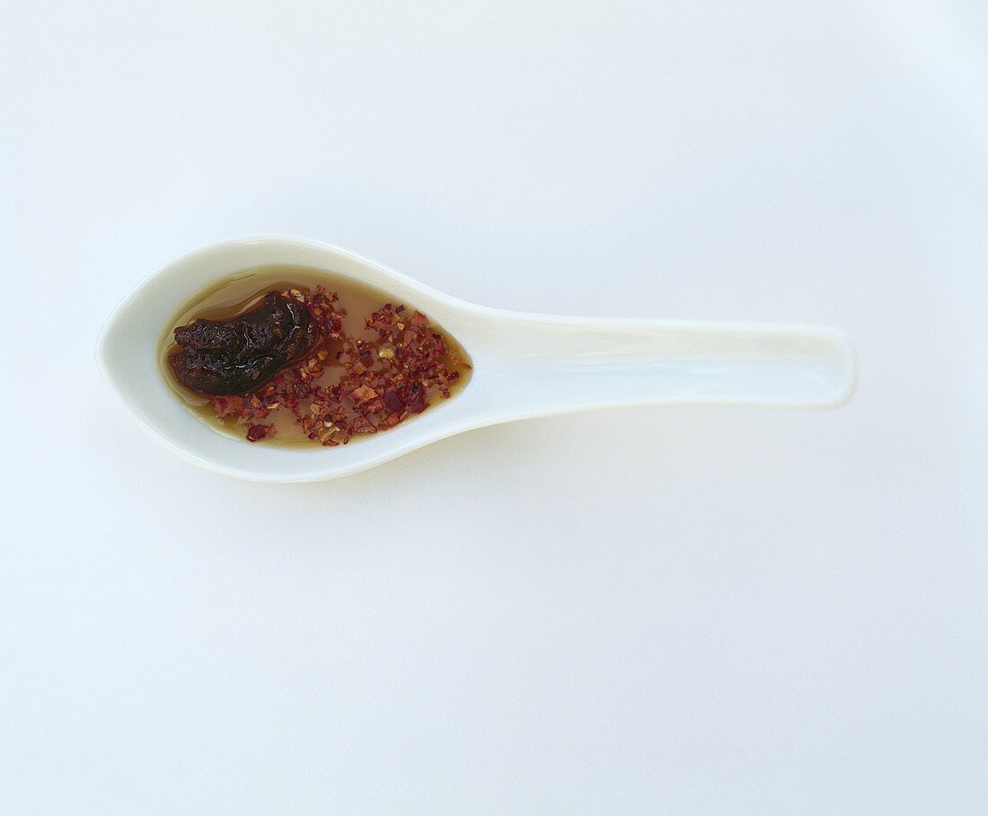 Chilli flakes, fish sauce and soya bean paste