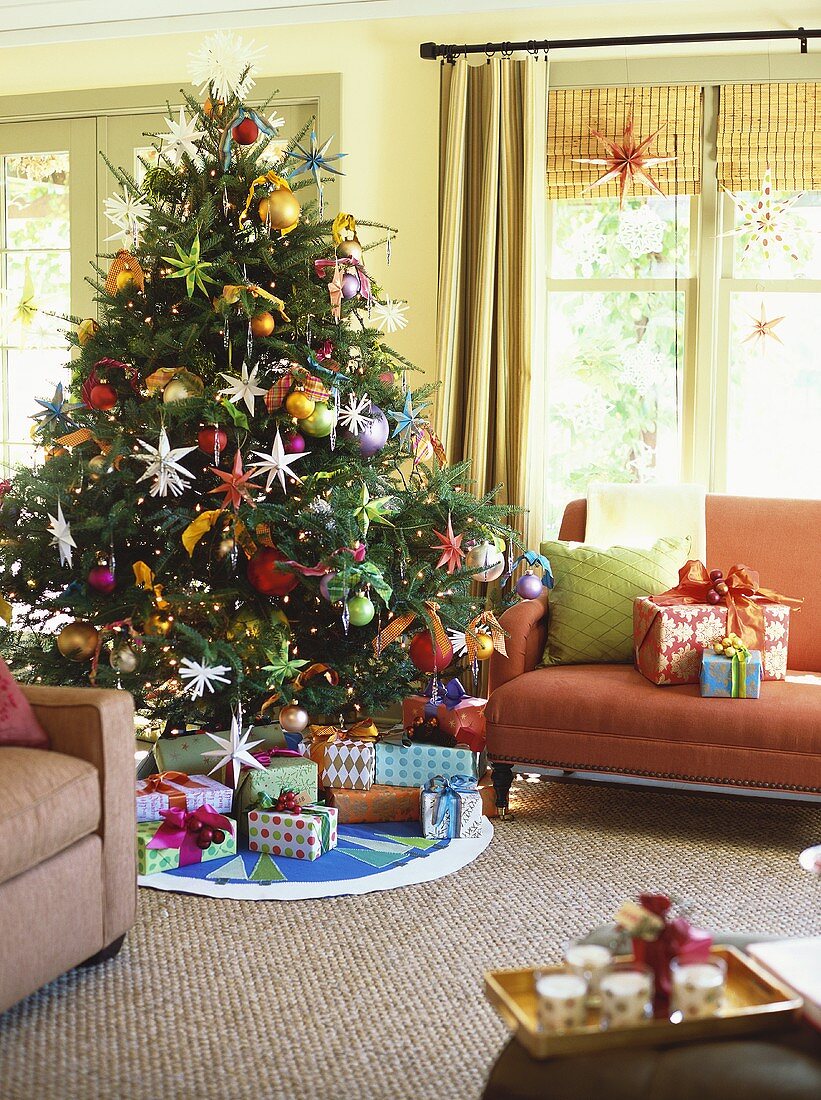 Christmas tree with gifts beneath it