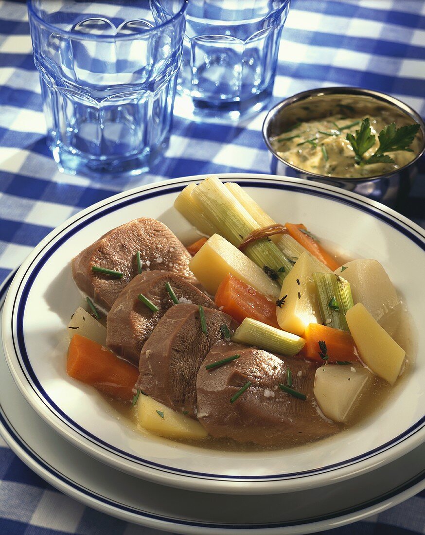 Pot-au-feu de langue de veau (Vegetable stew with veal tongue)
