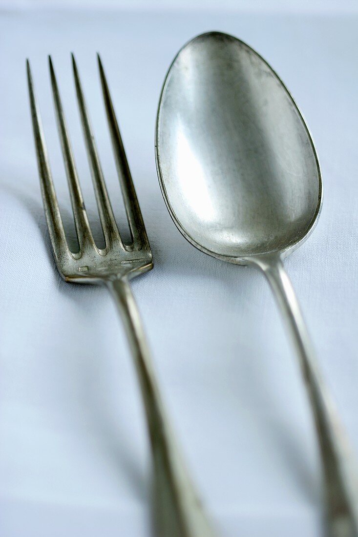 Silver fork and spoon