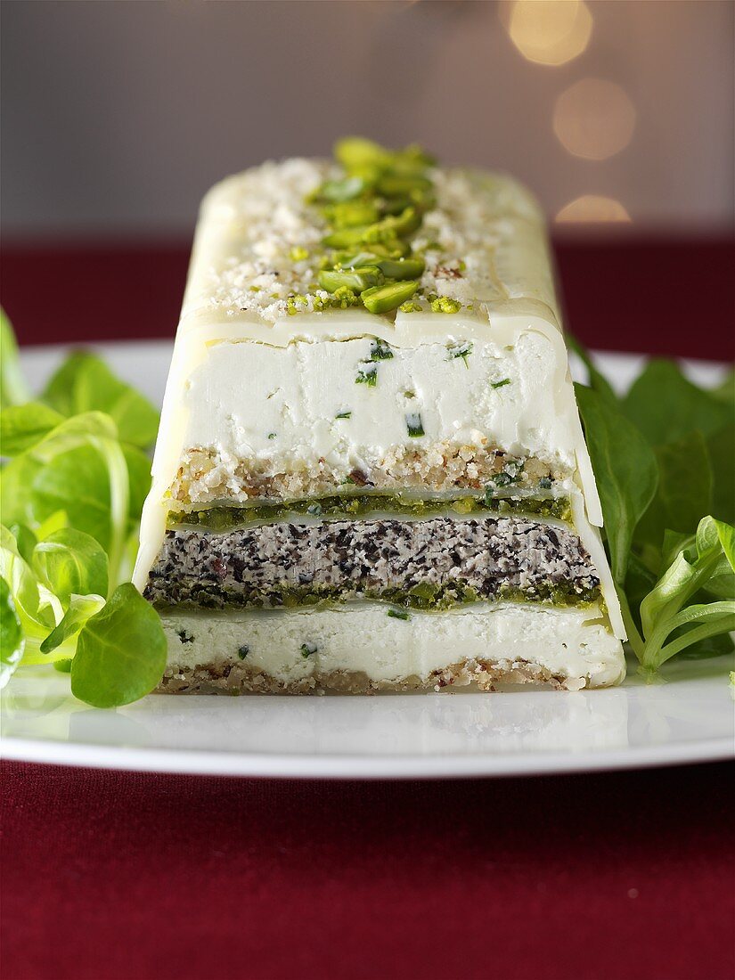 Cheese terrine with nuts
