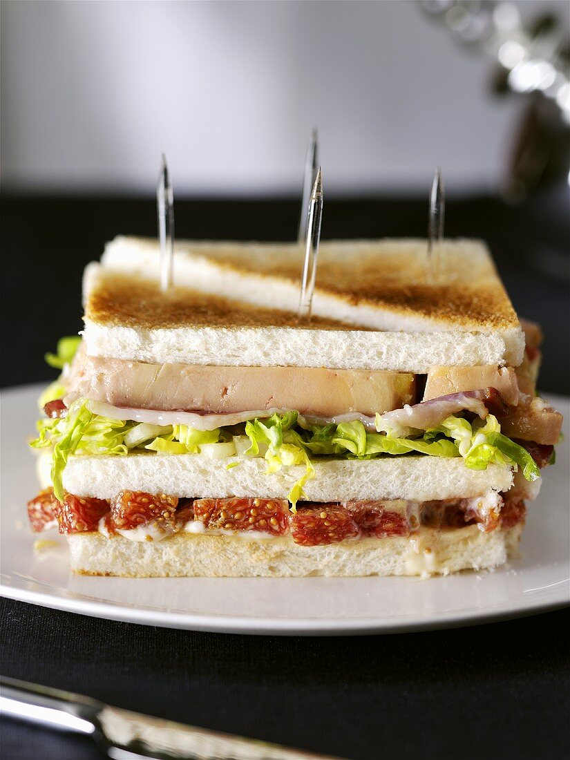 Club sandwich on plate