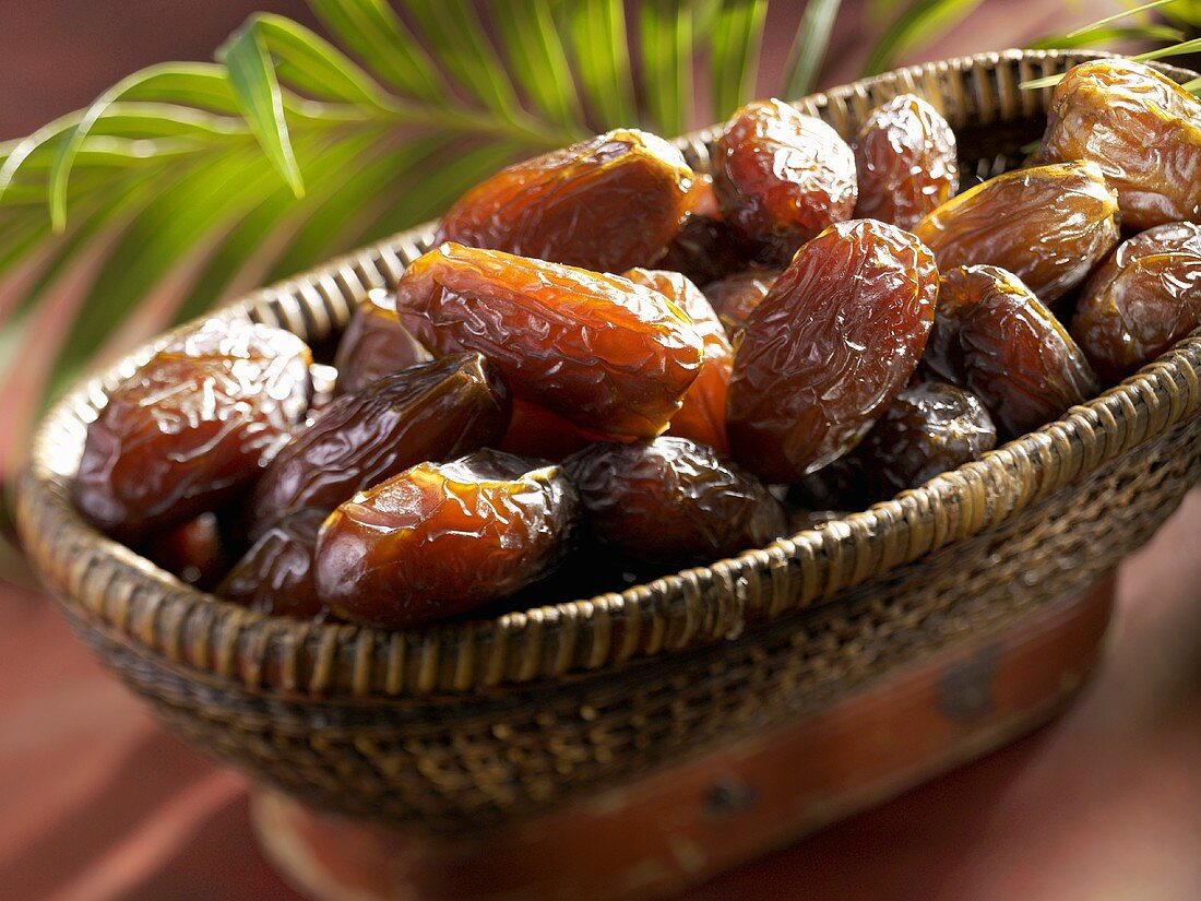 Dried dates in a basket