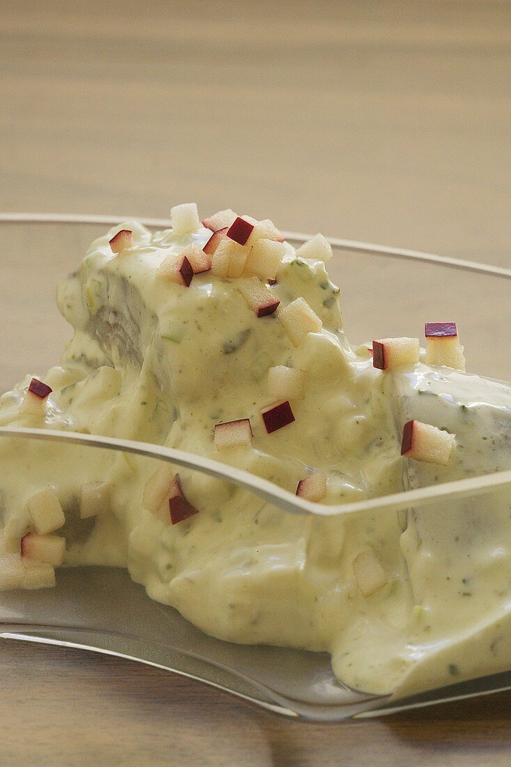 Creamed herrings with diced apple