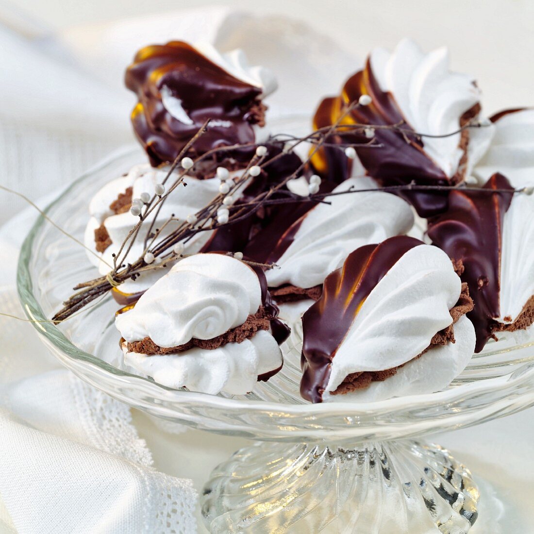 Meringue shells with nougat filling