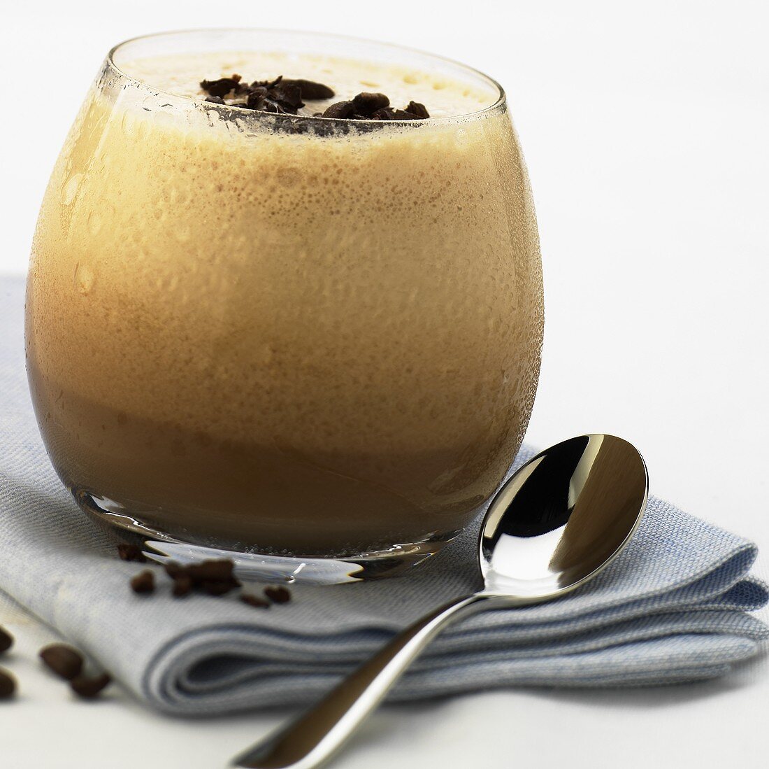 Espresso with vodka and milk froth