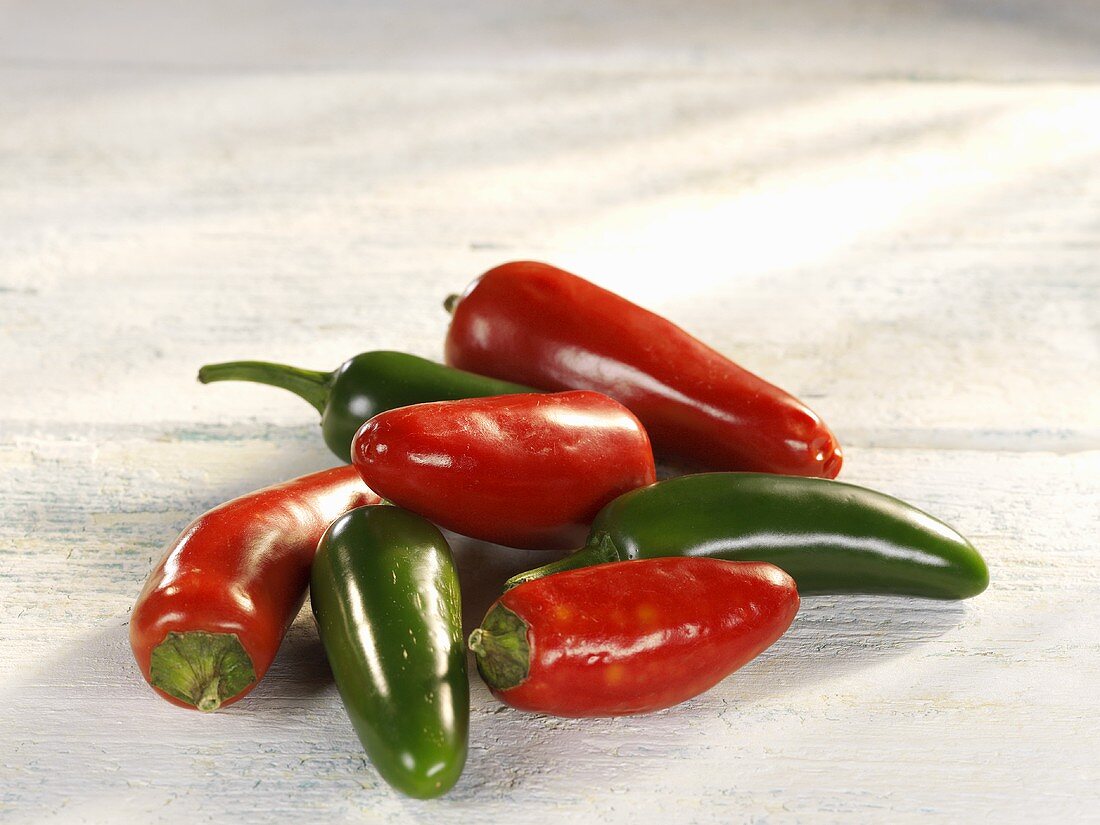 Green and red Jalapeño peppers