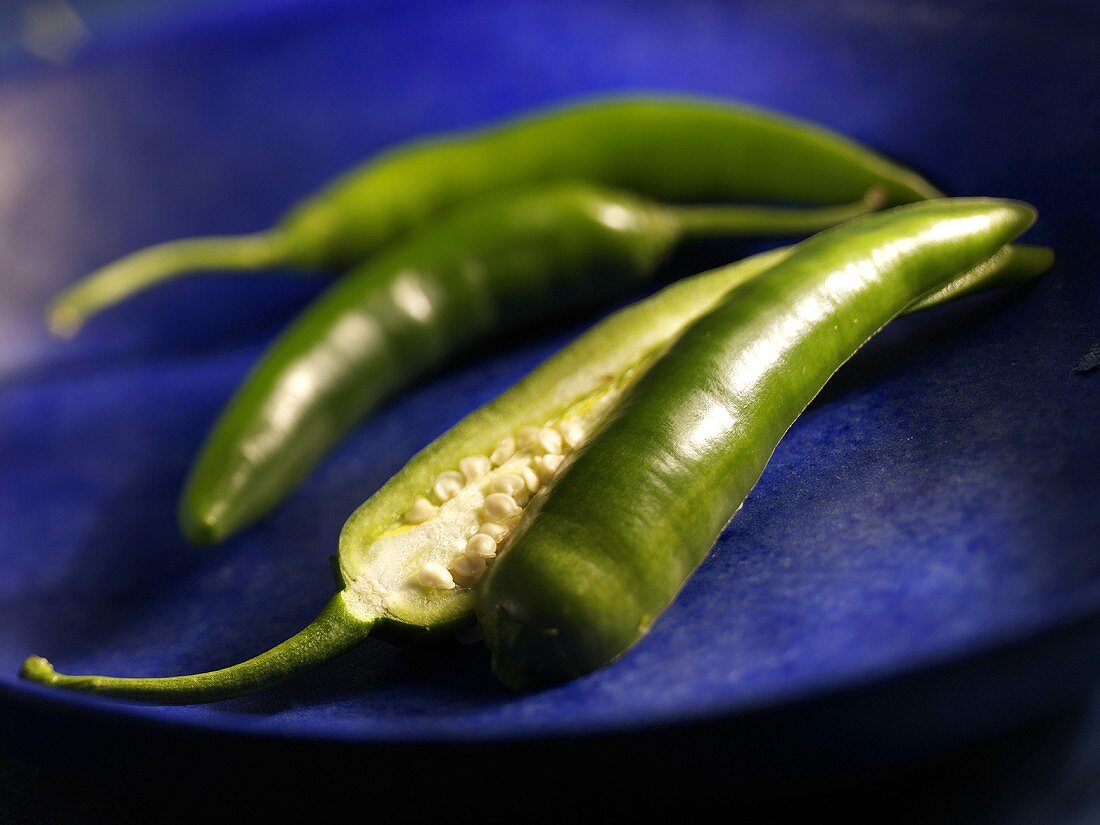 Chillies, variety 'Long green'
