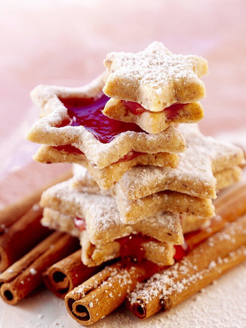 Mulled wine stars on cinnamon sticks