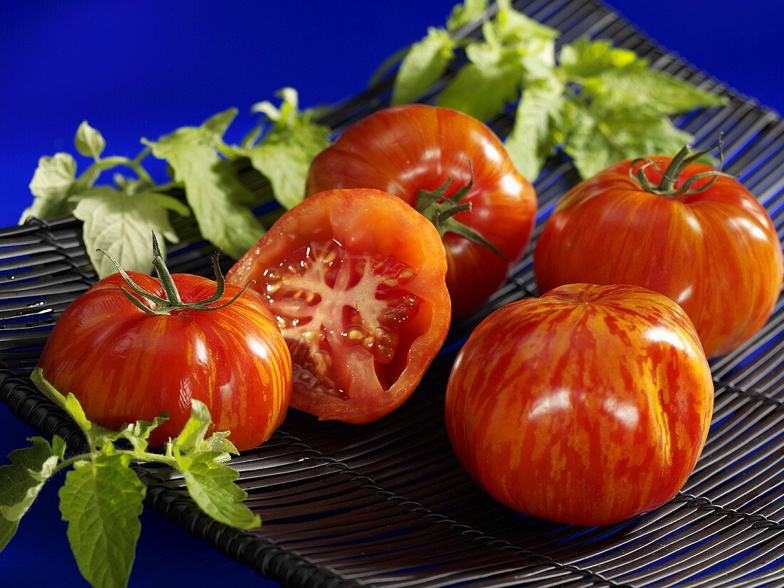 Tiger tomatoes in a dish