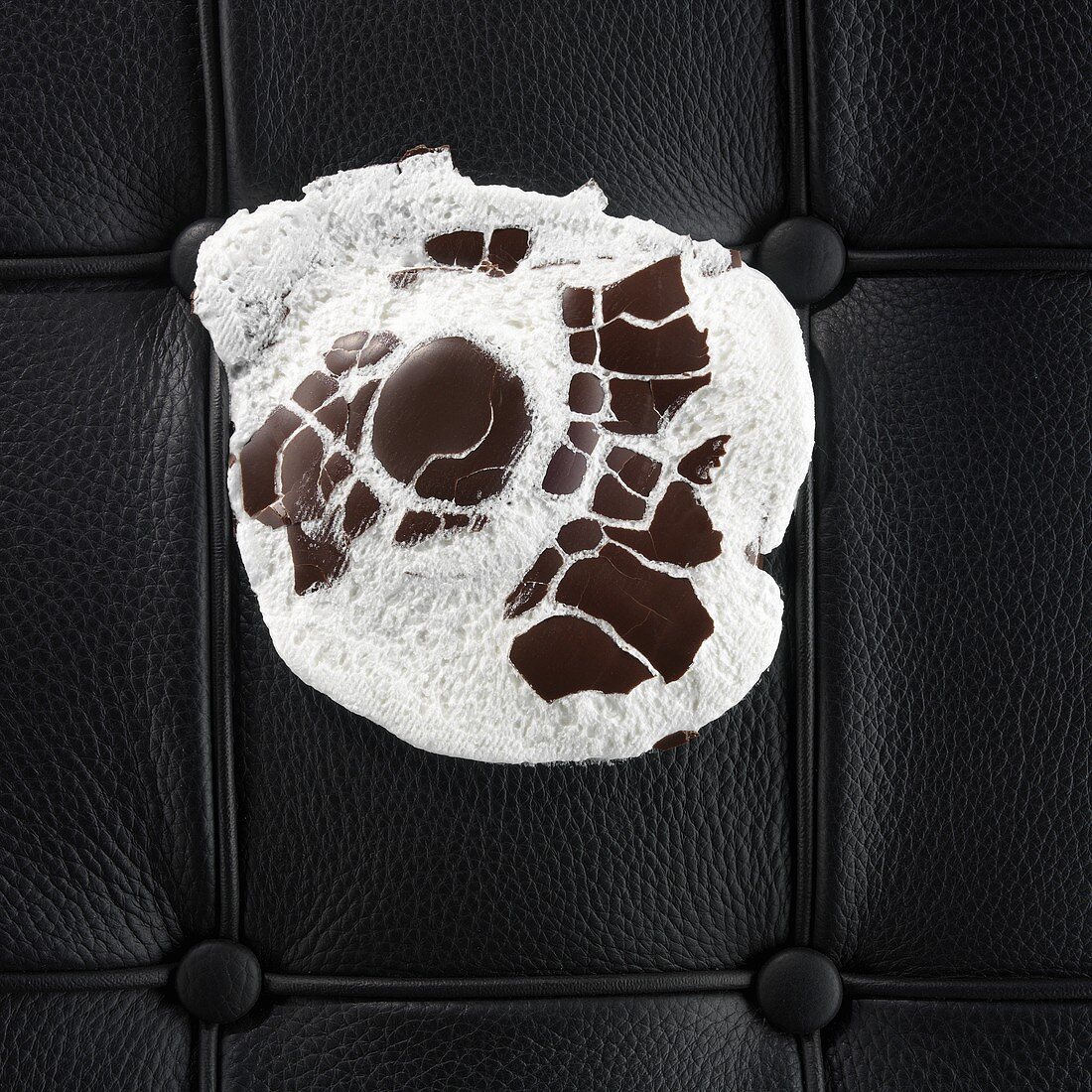 Crushed chocolate marshmallow on couch