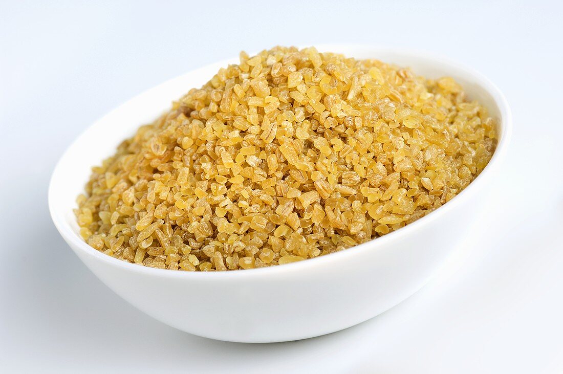 Bulgur wheat in a small bowl