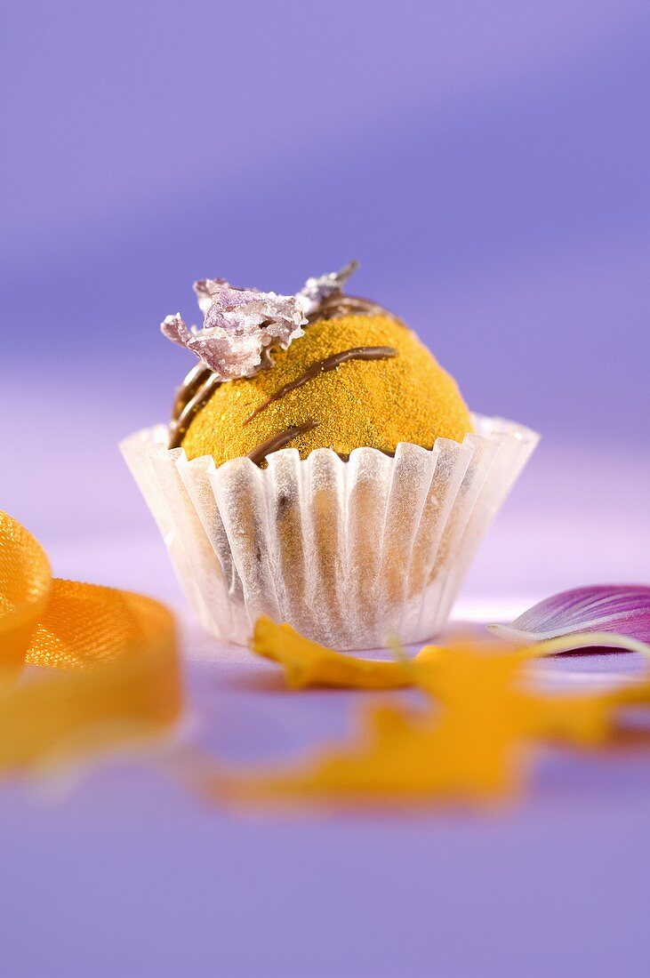 Truffle with flower petals