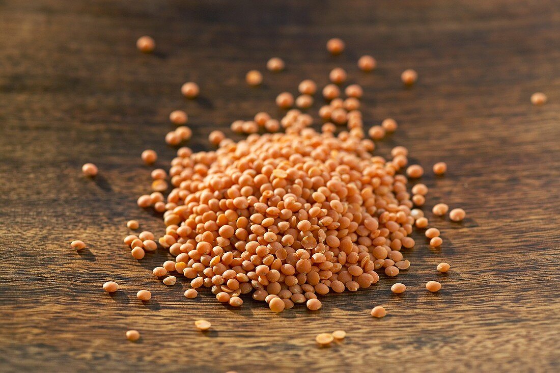 A heap of red lentils