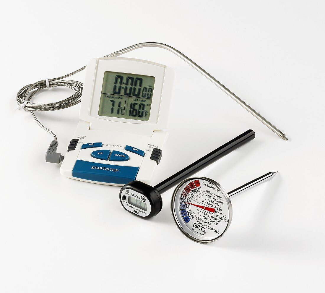 Different kinds of meat thermometers