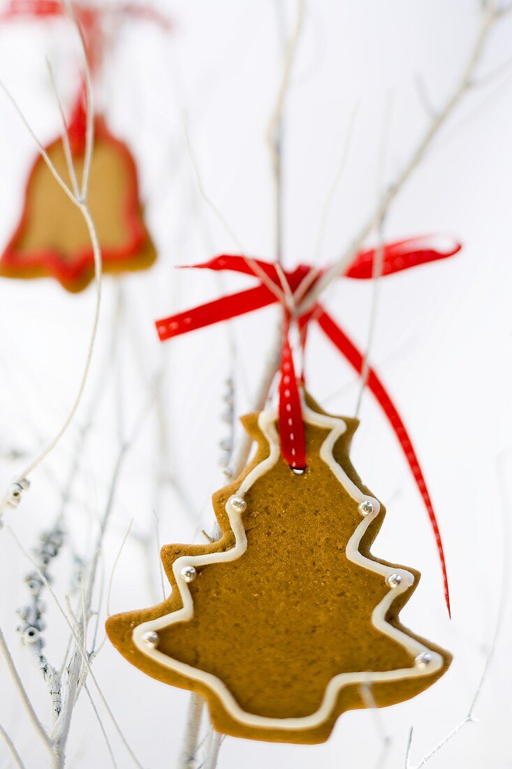 Ginger biscuits used as Christmas decorations