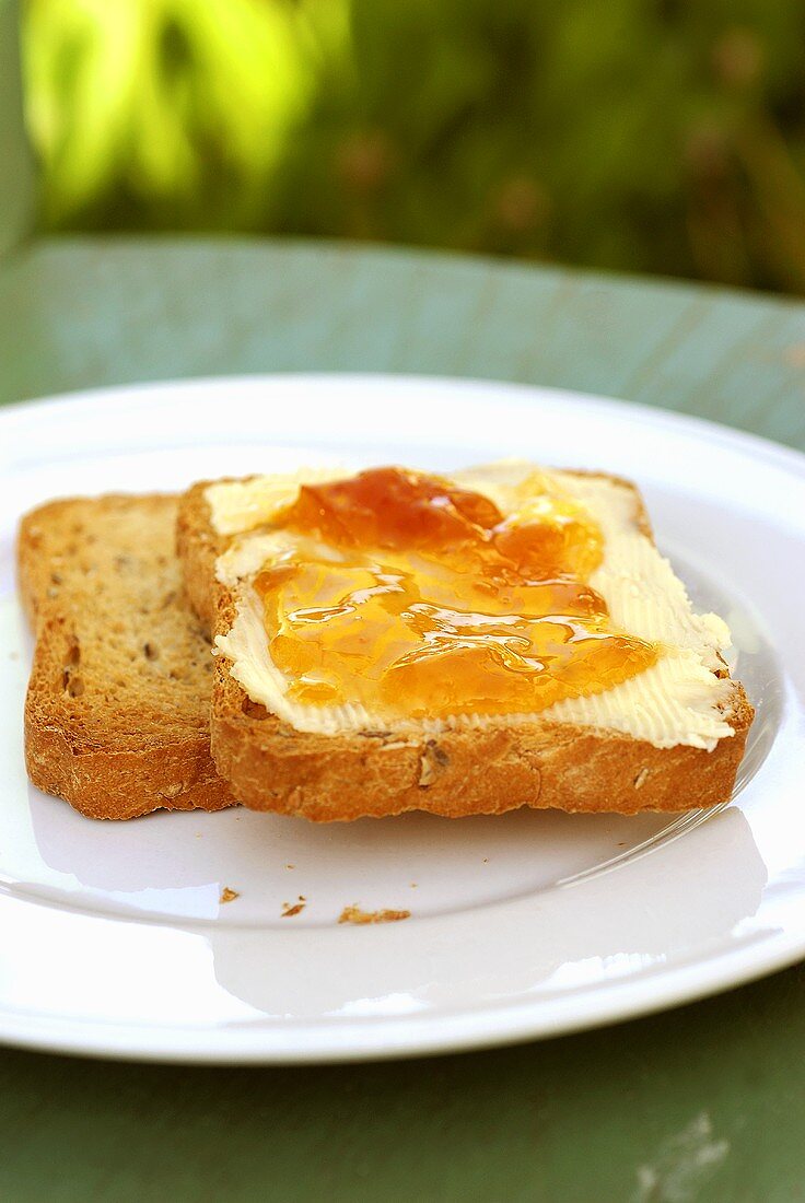 Toast with butter and jam