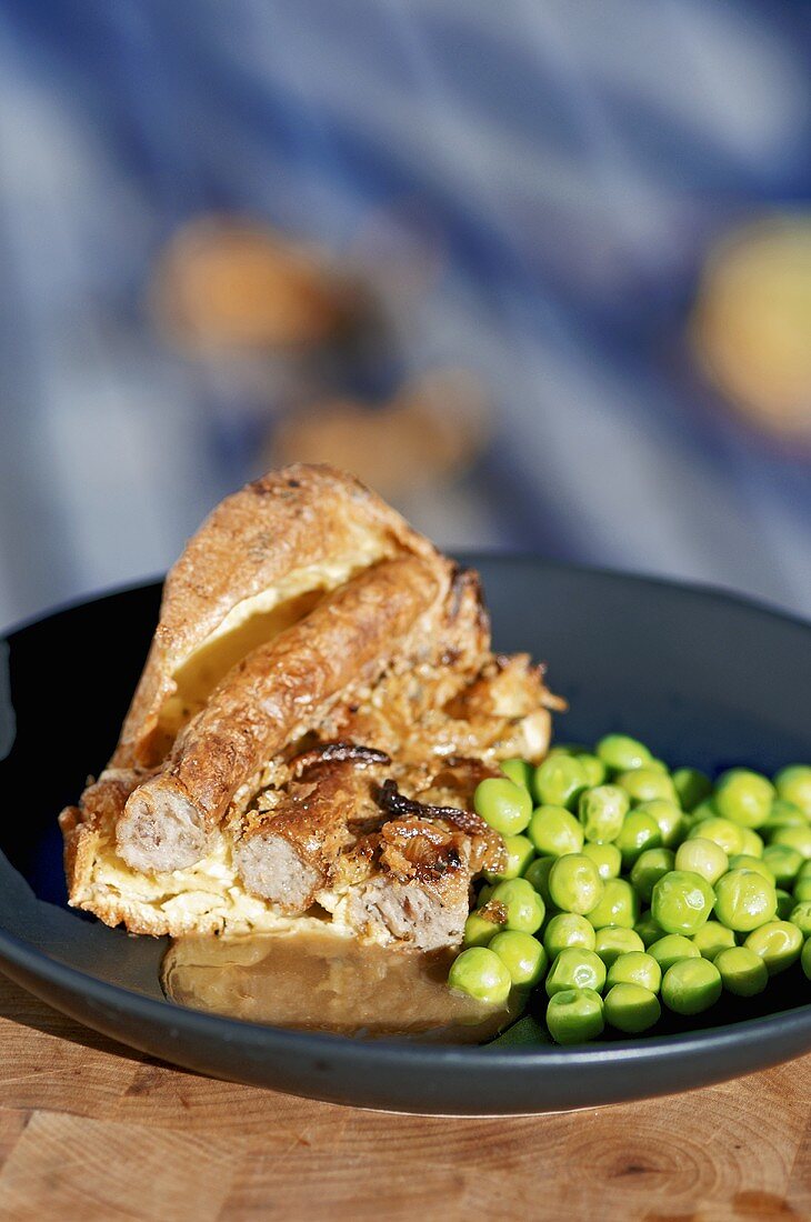 Toad-in-the-hole with peas