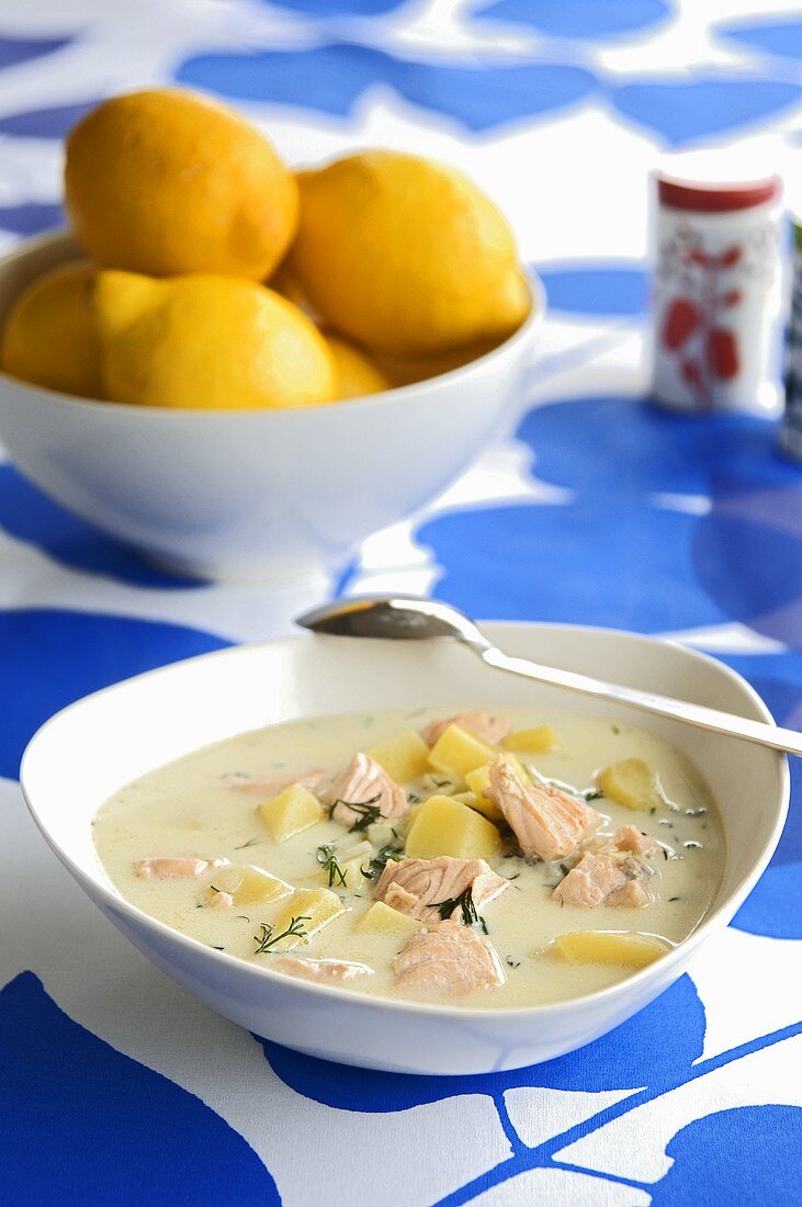 Potato and salmon soup