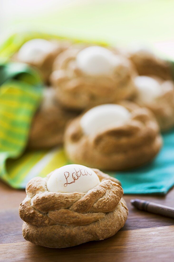 Greek Easter bread with eggs