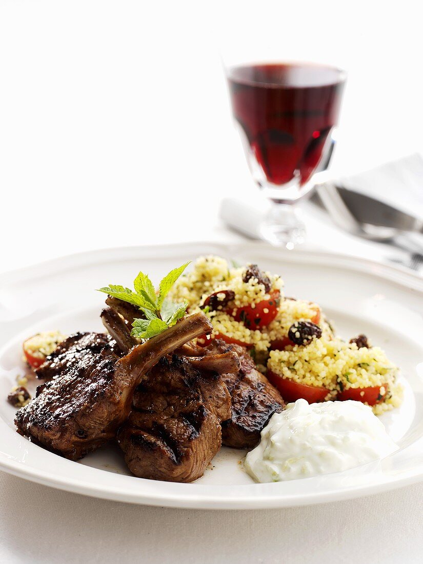 Grilled lamb chops with bulgur wheat