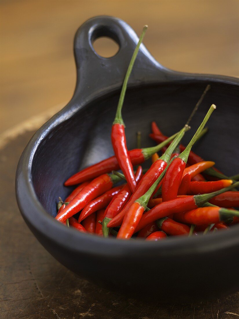 Red chillies in a small bowl