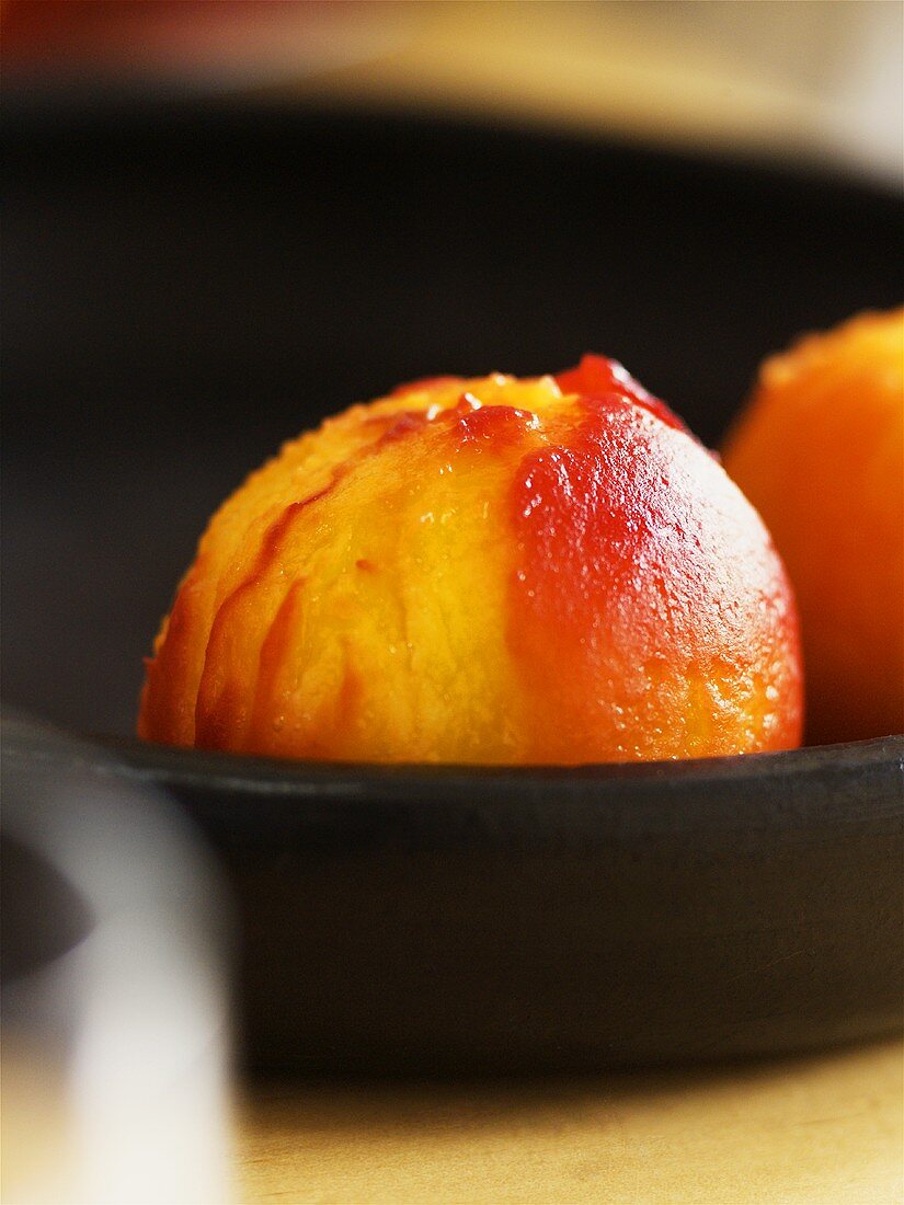 Peeled peach for a cake