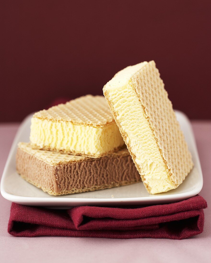 Chocolate and vanilla ice cream sandwiches