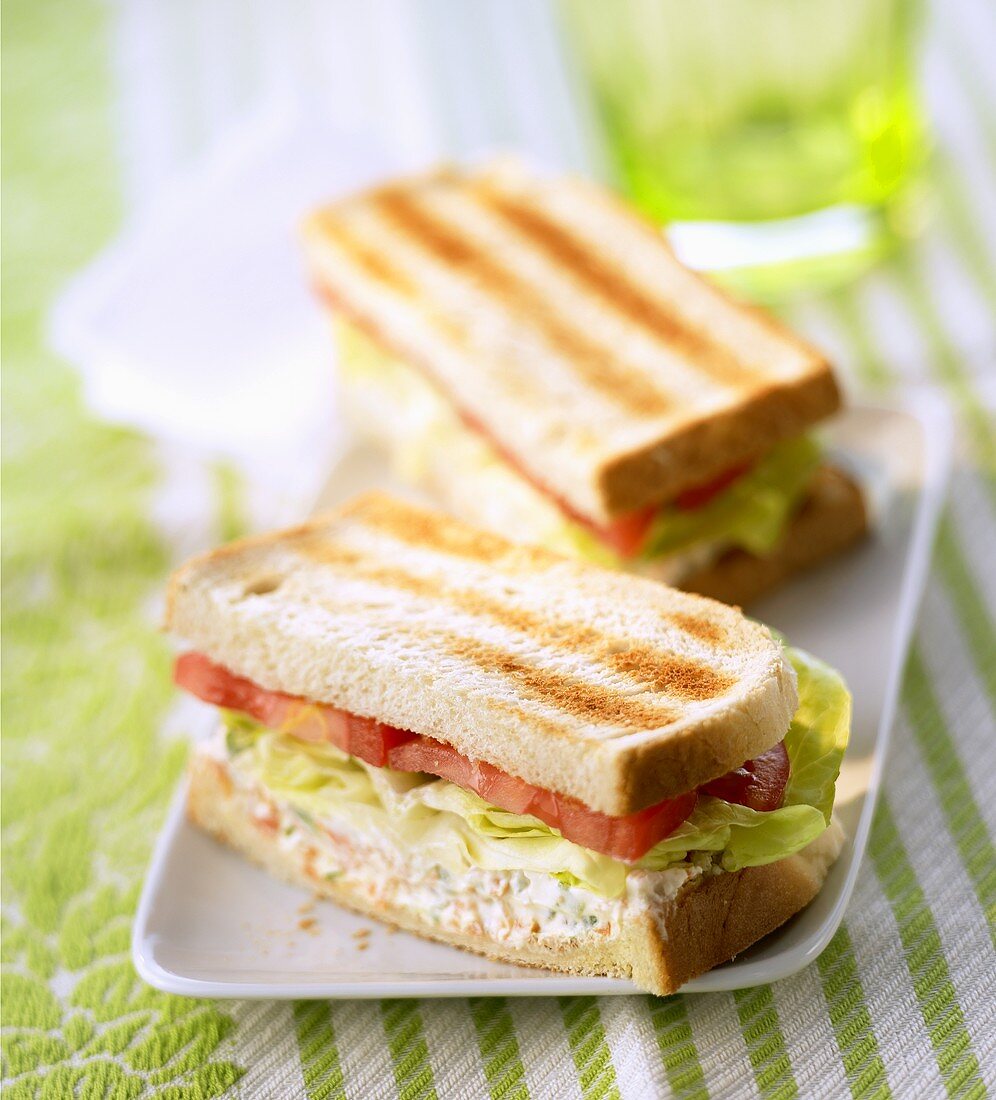Soft cheese and salad sandwich