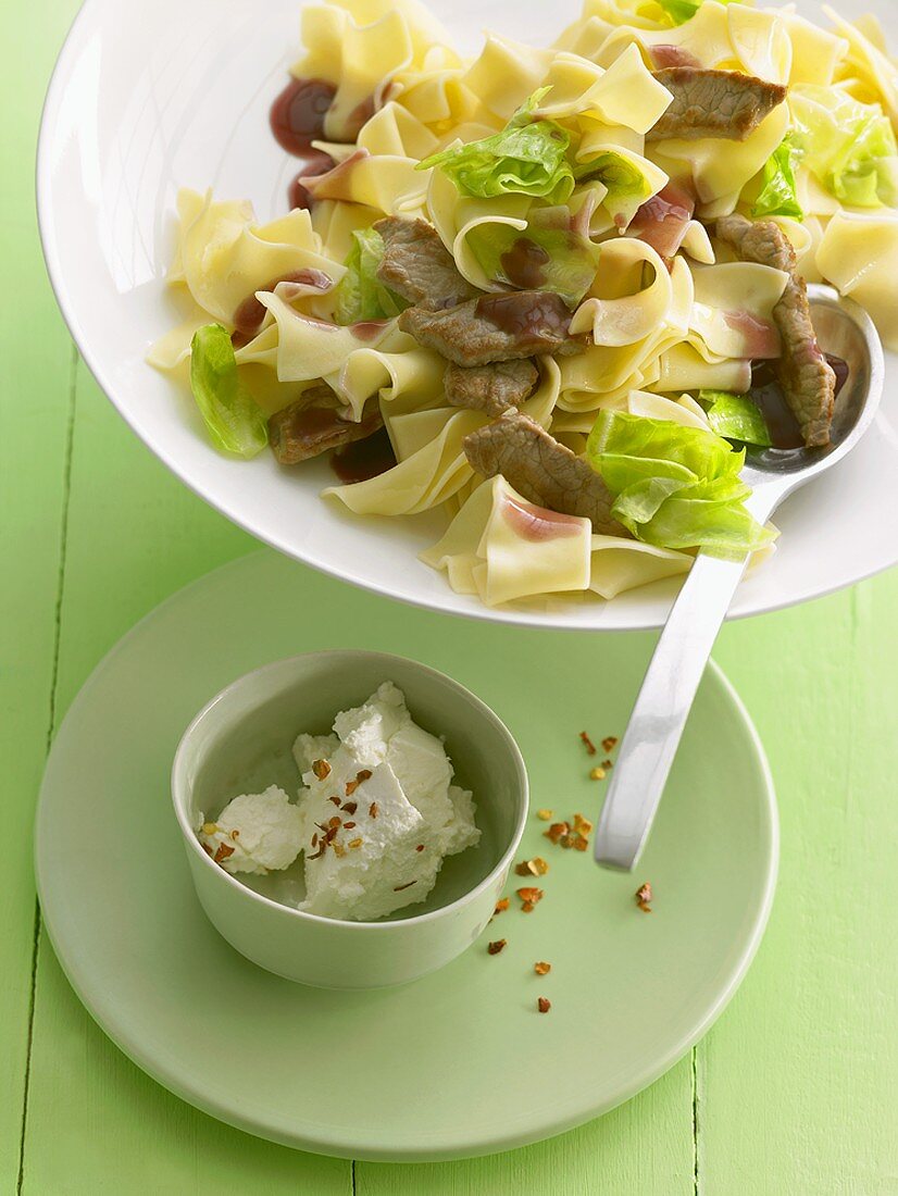 Krautfleckerl (pasta and cabbage) with beef