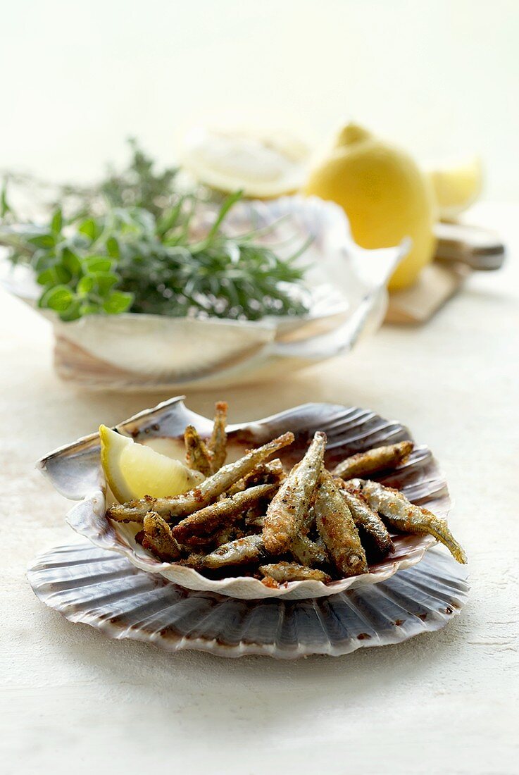 Crispy fried anchovies