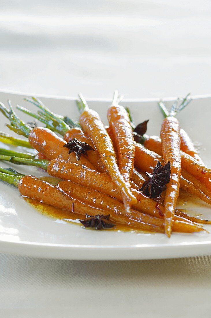 Glazed carrots with saffron and star anise