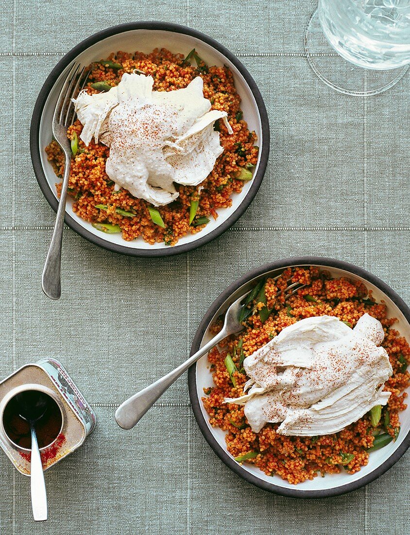 Pepper couscous with chicken