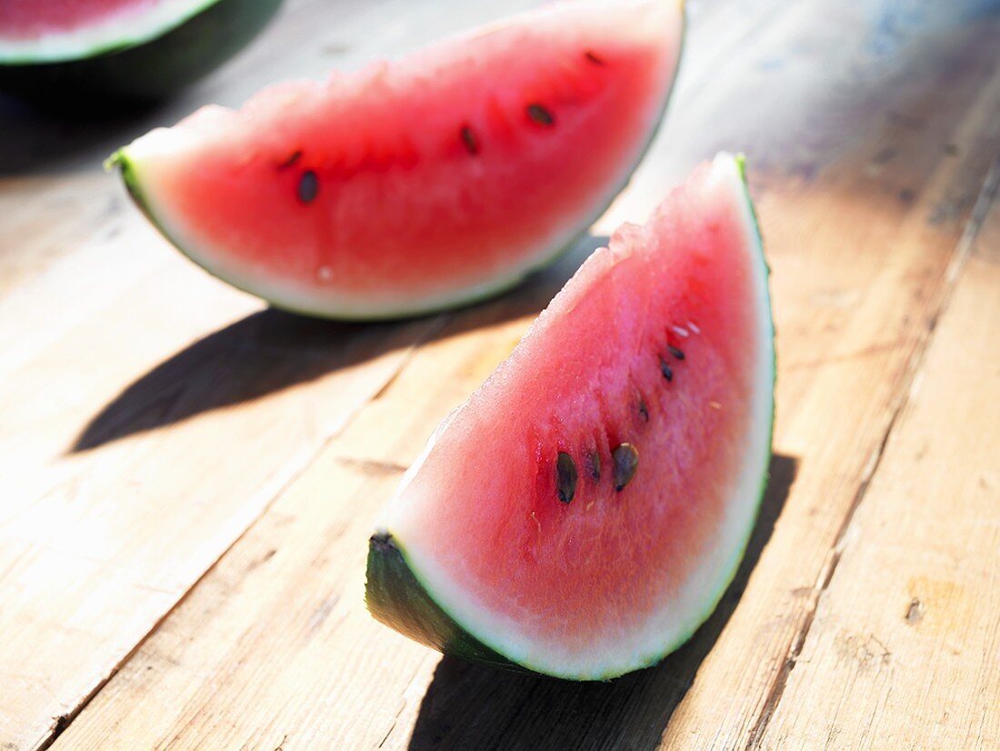 Two slices of watermelon